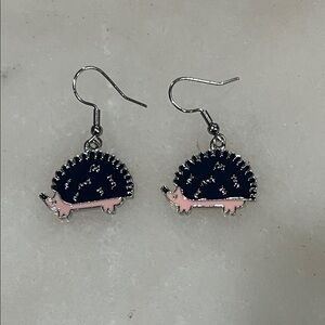 Charming Pink and Blue Hedgehog Earrings